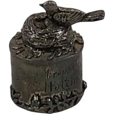 Silver Plated Pill Box Bird Freckled Nest Design Silver Scenes 1991