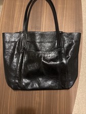 Zara Black Large Leather Tote Bag