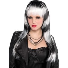 Adult Gothic Lethal Black and White Wig One Size
