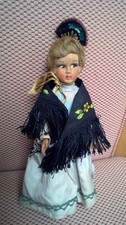 Early 9" All Original Lenci-Type Pressed Felt Costume Doll Made in Spain c1950