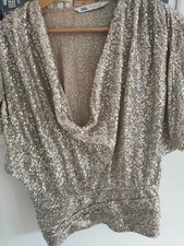 ZARA sequin cowl neck top S