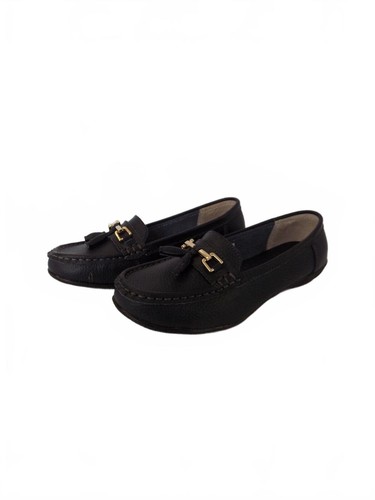 Blue leather flat shoes wide - leather,