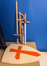 Kids Wooden Swords And Shields Set Knights Pirates Fun Toys