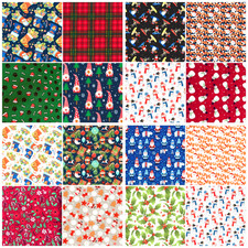 Christmas Poly Cotton Fabric Xmas Material Festive Printed Designs By The Metre