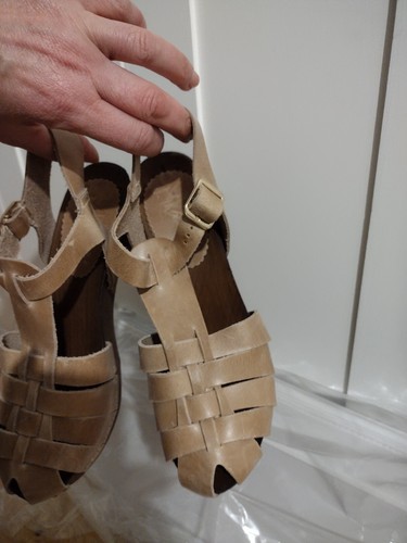 Beige leather clogs - leather,