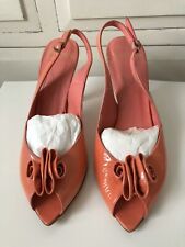 Vintage Style Coral Patent Leather Slingback Shoes by Poste Mistress UK5 Eur 38