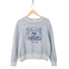 Kenzo Womens Grey Blue Wool Blend Jumper Size Medium