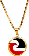 New Zealand Maori Gold Colour Necklace With Pendant And Gift Box