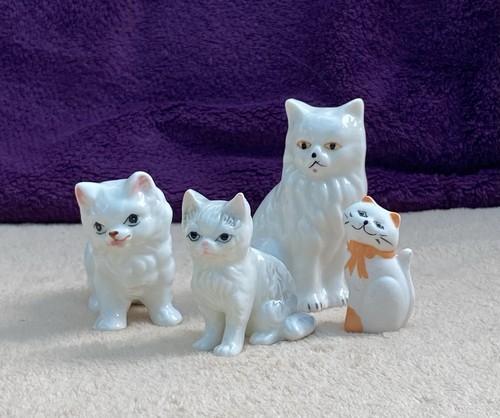 Vintage bone china cat - bone,