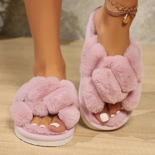 Womens Faux Fur Sliders