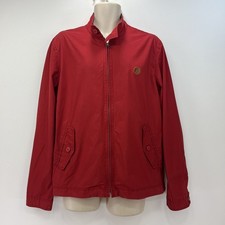Pretty Green Harrington Jacket Men’s Size Large Red Full Zip Logo Oasis Mod