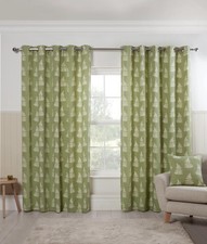 Lined Eyelet Floral Green Curtains Sundour Esher