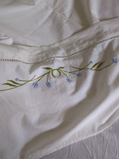 French Metis Linen Ladderwork And Embroidery Sheet