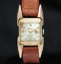 GRUEN CURVEX Falcon MEN'S GOLD WATCH Flex Lugs Ristside BATWING Driver 440 641