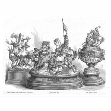 HORSE RACING Ascot Races Trophies - Antique Print 1870