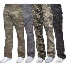 Kruze Mens Cargo Combat Trousers Army Camouflage Camo Military Pants All Waists