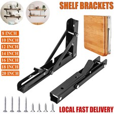 2-20pcs Folding Shelf L Brackets with Locking Hinge Wall Mounted for Heavy Duty