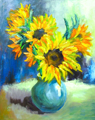 Sunflowers vase original - vase,