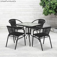 28" Square Glass Metal Table