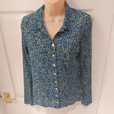 East Blouse Shirt Size 10 blue  Mix crepe Crinkle 