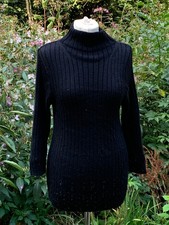 100% MERINO WOOL PRESS & BASTYAN BLACK JUMPER SIZE  2 SEQUINS