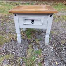Corona Grey Painted Pine Square Side, Sofa, Coffee, Lamp Table with Drawer
