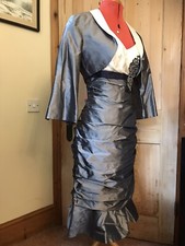 LINEA RAFFAELLI MOTHER OF BRIDE RACE DRESS SUIT OCCASION SILVER GREY IVORY BEADS