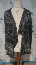 Pretty Black Silver Sequin Waterfall Open Cardigan, CND, Size 14