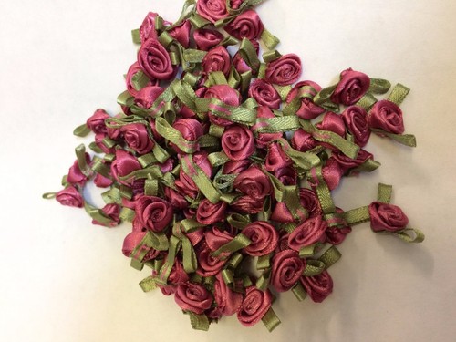 Satin small ribbon roses buds - satin,