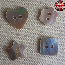 LUXURY MOTHER OF PEARL BUTTONS, HEART, STAR, FLOWER, SQUARE, HEXAGON, SHELL, UK