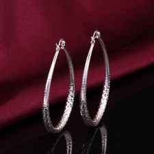 925 Sterling Silver hoop earrings teardrop fancy cut ladies Uk seller fast post