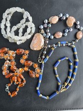 Assorted Beaded Necklaces Semi Precious Stones Glass Lapis