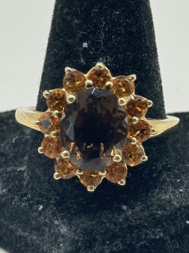 9ct yellow gold smoky quartz - smoky, &