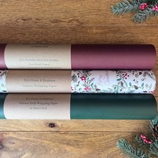 Christmas Wreath Wrapping Paper Green Gift Wrap Kraft Eco Printed Sheets Roll