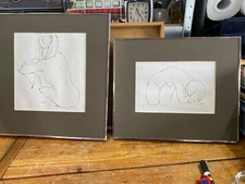 Female Nude Study 1974 Don Davy Original Drawings  Mounted Framed Realism