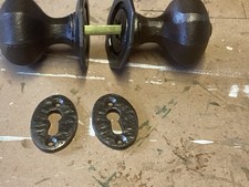 RECLAIMED CAST IRON DOOR HANDLES AND ESCUTCHEON PAIR