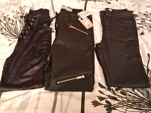 Leather look trousers - leather,