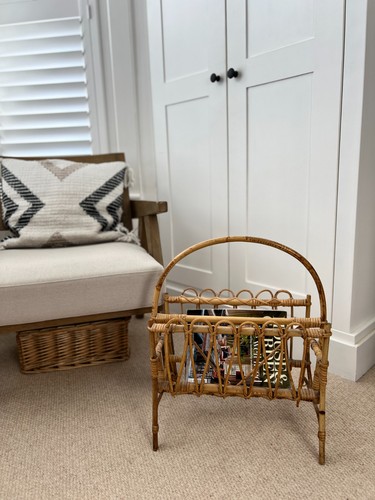 Vintage rattan magazine rack - rattan,