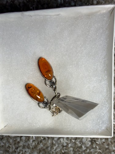 Baltic amber drop earrings - amber,