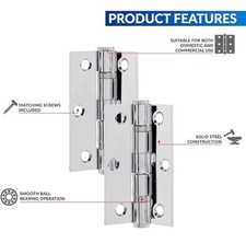 Internal Door Hinges Ball Bearing Fire Doors 3 inch (75mm) Pair & SCREWS