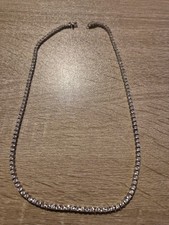 QVC DQCZ Diamonique 925 Sterling Silver Waterway Tennis Silver Necklace CZ 18"