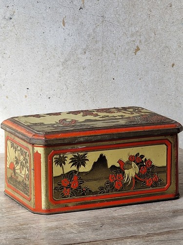 Antique 1920s embossed tin box - antique,