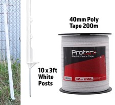 10 x White 3FT POSTS & 40MM