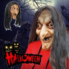 Scary Long Hair Old Witch Mask