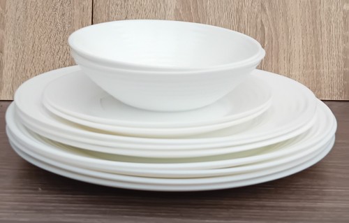 White glossy dinner 3 large - white, 4
