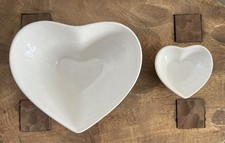 Two Off White Ceramic Heart