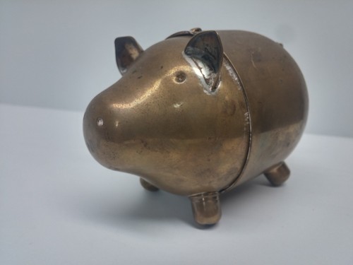 Vintage brass trinket pig - vintage,