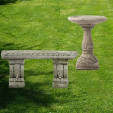 Solid Stone Cast Garden Bench
