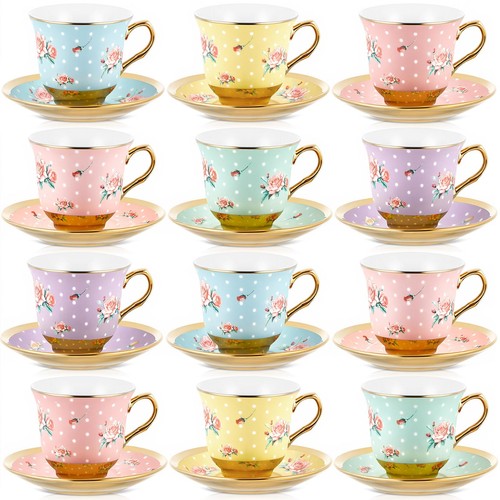 Vintage floral tea cup set - set,