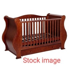 COT BED  DESIGNER 3 In 1 SLEIGH Baby Cot. 3 position. Mahogany  wood 